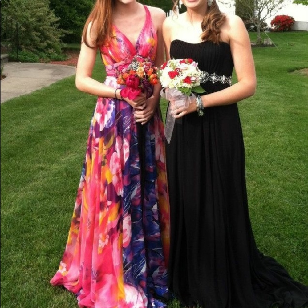 Pink floral prom dress